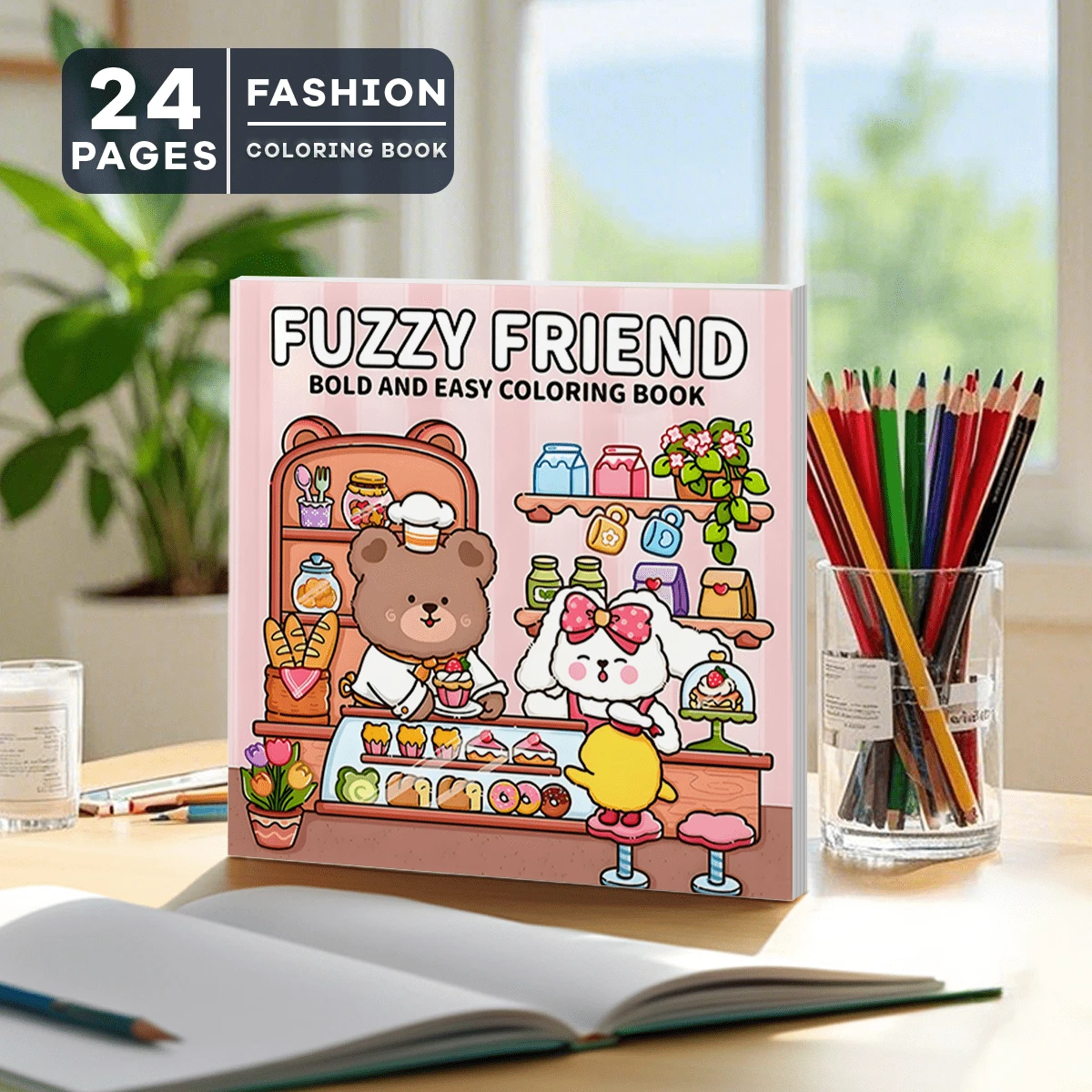 (Versión original, versión actualizada con papel talla grande grueso, páginas interiores de 120g, nuevo modelo 2025, 7.9*7.9 pulgadas, 24 páginas, impresión de un solo lado) 1 pieza Libro para colorear para adultos con tema de amigos borrosos, patrones exquisitos, líneas claras, adecuado para regalos de cumpleaños, Pascua, Día del Padre y otras fiestas, una excelente manera de relajarse