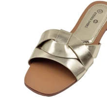 Sandales plates pour femmes - Doré - Voir 4