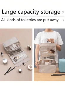 1pc Multi-Function Travel Makeup Bag, Waterproof Hanging Toiletry Bag Large Capacity Cosmetic Organizer For Men & Women - Multicolor - View 2