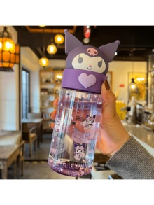 Sanrio 1个装 500毫升/16.9盎司   太空杯印花水瓶，带直饮嘴，适合学生，可爱设计，防漏 - 彩色 - 查看 16