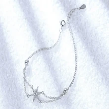 925 Silver Inlaid Zirconia Hexagonal Star Bracelet For Women's Daily Life And Gift Giving