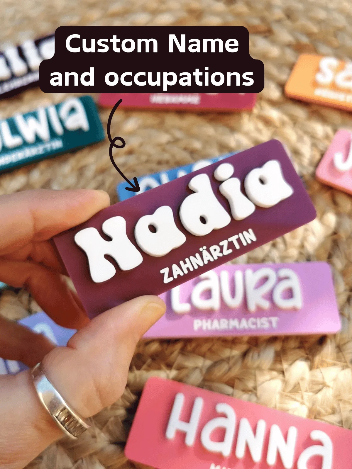 1 pieza Placa de identificación personalizada para el trabajo, Etiqueta de nombre de acrílico personalizada, Regalo para enfermeras, Regalo para maestros
