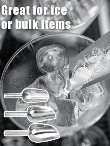 1 件不锈钢冰勺、鸡尾酒冰勺、可重复使用冰勺、冰勺、冰桶不锈钢勺、食物勺、面粉铲、咖啡铲、猫食铲、狗食铲、节日派对工具、夏季酒吧用品等。（亲爱的顾客：运输过程中可能会有轻微划痕，但不影响使用）