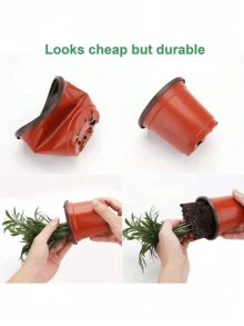 5/10/20/30/100个双色塑料花盆，加厚育苗盆，适用于幼苗培育，一次性耐用设计，适合多肉植物和小型盆栽植物 - 彩色 - 查看 4