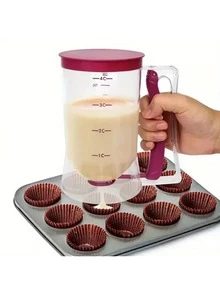 Separador y dosificador de masa para cupcakes - Herramienta medidora con embudo portátil para hornear sin ensuciarse - Morado - Ver 2