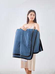 Breathable Silk-Like Summer Quilt, Stitched Solid Color Soft And Skin-Friendly, Suitable For All Seasons, Cool And Comfortable Quilted Blanket For Summer - Navy Blue - View 4