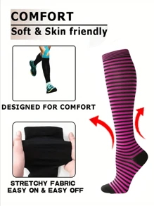 1 Pair Copper Wellow Compression Socks Women 15-20 Mmhg Knee High Pregnant Nurses Pregnancy Maternity Medical Cute Sports Gold Fit Cycling Adult Support Hose Circulation Long