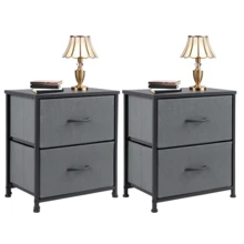Industrial Wood & Metal Storage Dresser - 2 Fabric-Drawer Cabinet - Xám - Xem 1
