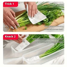 1/3pcs Coriander/Green Onion Storage Box,Clear Long Vegetable Storage Containers With Lids, Space-Saving Refrigerator Fresh-Keeping Container, Thickened Noodle/Egg Organizer, Cilantro, Celery, Airtight Food Saver For Fridge And Pantry, Stackable Design.
