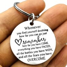 1 pièce Porte-clés inspirant en acier inoxydable - Porte-clés motivationnel avec des mots encourageants, style de rue "Reste fort", pour femmes et hommes, parfait pour les cadeaux de sensibilisation et de soutien, sac à dos, accessoires de voiture, gothique mignon Y2k