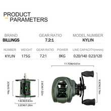 Carrete de pesca de casting Apto para agua dulce y salada Relación de engranaje de alta velocidad 7.2:1 Máxima resistencia al arrastre de 8 KG Con eje de metal Peso ligero de 6 oz Lanzamiento suave Perfecto para principiantes y todos los niveles - Verde - Ver 10