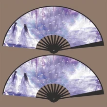 1pc Vintage Style Portable Dance Craft Fan, 8 Inch Size, Plastic Material, Designed For Men And Women's Hanfu Dance, Fabric Material, Exquisite Handheld Accessory Suitable For Daily Use And Special Occasions - Great Mother's Day Gift And Spring/Summer Party Choice - Multicolor - View 7