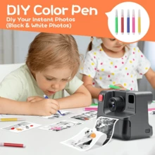 REMAX Instant Print Camera, 2.4 Inch Screen Instant Cameras, 32G TF Card Included, Christmas Birthday Gifts For Girls Boys 3-12, 10X Zoom, Portable Toddler For 3 4 5 6 7 8 9 10 Year Old Girls Boys, Flexible Selfie, HD 1080 Video Recording, Macaron Color Black/Purple/Blue/Pink - Black - View 9