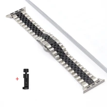 Pulseira de Aço Inoxidável Compatível com Apple Watch Ultra 2 Banda 49mm 40mm 44mm 42mm 38 Bracelete de Metal para Relógio Séries 8 7 6 SE 5 4 3 45mm 41mm WatchBand