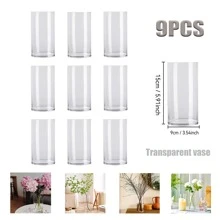 6/8/9/12pcs Clear Acrylic Flower Vases, Transparent Bud Vase For Wedding Centerpiece Decorations, Clear Vase For Party Home Decor, Suitable For Wedding, Dining Table, Party, Living Room, Bedroom, Kitchen, Office Gifts Birthday Graduation