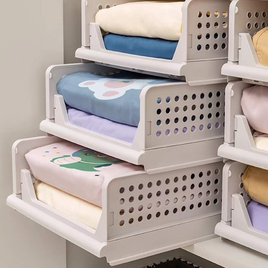 Cesta para guardar ropa, cajón de almacenamiento escalonado para ropa, estante de baño, 3/4 de nivel