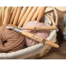 MPersonalized Name Crochet Hook,Customized Bamboo Handle Crochet Hook, Crochet Hook Too, Ergonomic Crochet Hook, Mother's Day Gift,Christmas Gift Supplies - Wood Color - View 3