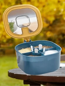 1 Set Caja organizadora de especias de 4 en 1 de gran capacidad con tapas y cucharas, excelente para la organización de la cocina del hogar, salero, frascos de especias, almacenamiento de condimentos, artículos esenciales de cocina, imprescindible para apartamentos - Multicolor - Ver 7