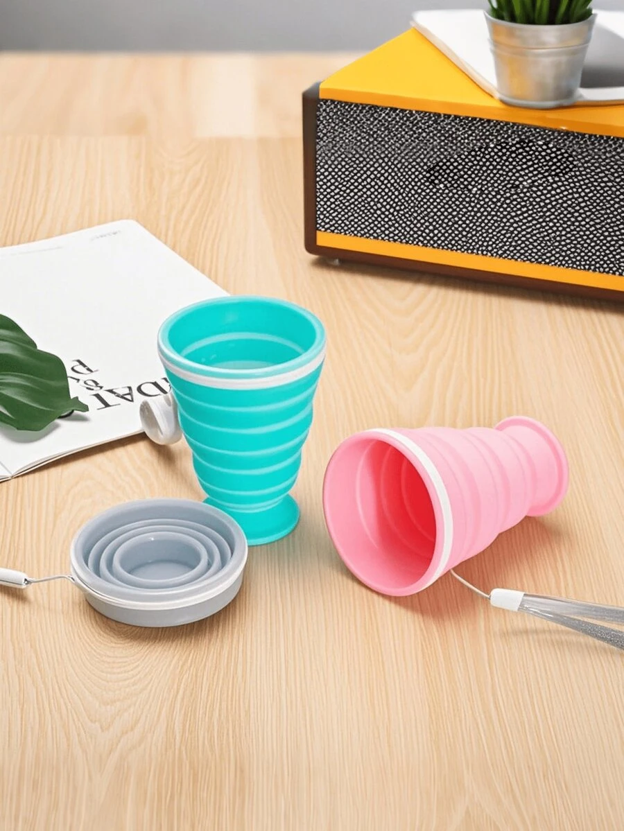 6.09oz Collapsible Silicone Cup With Carabiner Clip - Portable, Multi-Color, Foldable Beverage Cup For Camping & Outdoor Activities, Durable And Space-Saving