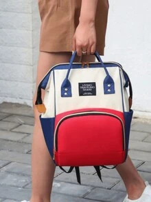 Maternity Backpack Multifunctional Mom Baby Bag - Xanh với Đỏ - Xem 3