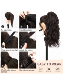 Ponytail Extension Dirty Blonde Pony Tail Curly Wavy Wrap Around Clip In Hair Extensions Synthetic High Resistant Fiber Fake Hairpiece For White Women - Multicolor - View 9