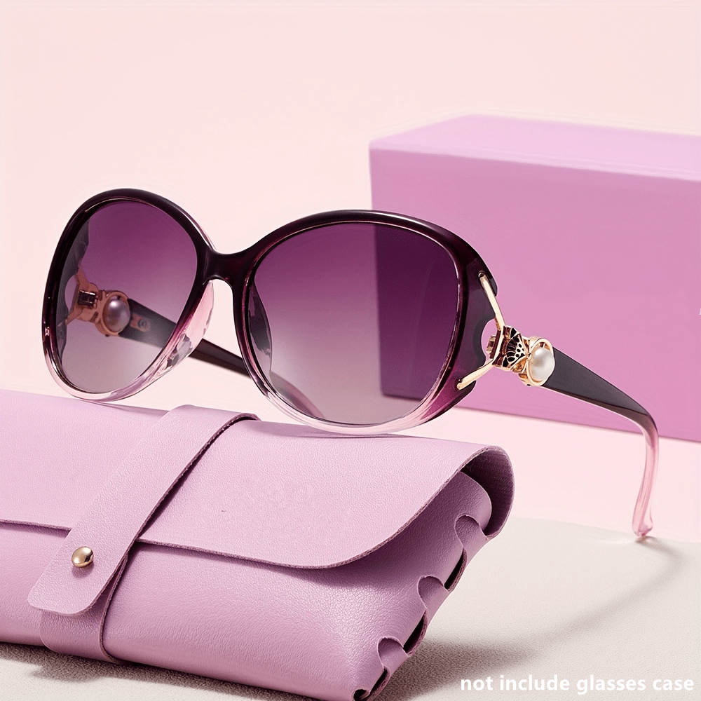 Women Elegant Pearl Fox Head Sunglasses Retro Style Metal Frame Pink Color Perfect For Hiking Casual Wear Sunglasses For Summer Beach Vacation,Outdoor,Travel