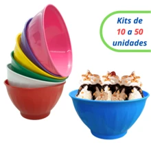 Bowl Kit Cumbuca Bowl 500ml Colorful Plastic Jars Kitchen Acai Ice Cream Sweet Salty Dessert Portion - Đỏ - Xem 1
