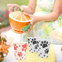 10 sztuk słodkie szczeniaki łapy odcisk czarny, biały, różowy papierowe kubki, odpowiednie na przyjęcie urodzinowe, rodzinne spotkanie, piknik na świeżym powietrzu, dekoracje na przyjęcie urodzinowe, dekoracje na przyjęcie weselne
