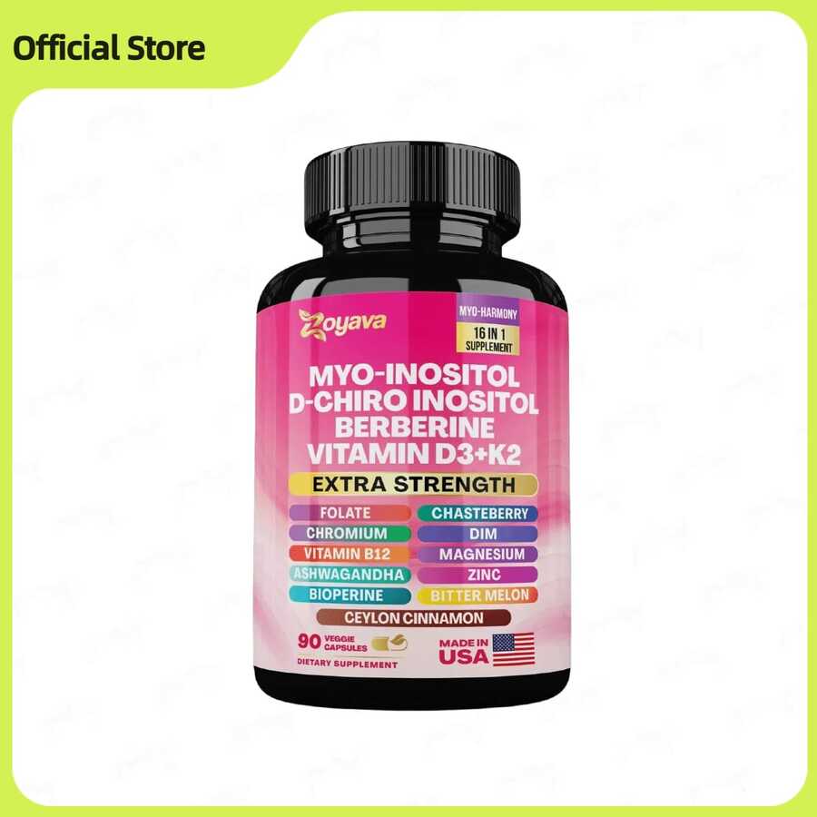 Zoyava Hormone & Cycle Support | Women's All-In-One Supplement | Myo-Inositol, D-Chiro Inositol & 13+ Powerful Ingredients | 90 Vegan Capsules | Made In USA (Pack Of 1) - 1 Botol - View 1