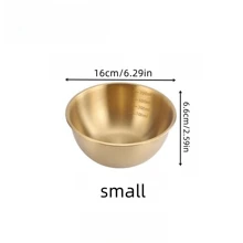 1pc/3pcs Stainless Steel Mixing Bowls Set With Measurement, Multi-Functional Kitchen Bowls For Salad, Fruit, Pasta, Easy To Clean, Holiday Theme, Outdoor, Brushed Gold Metal Surface, Round - Size 6.29 Inch, 7.48 Inch, 8.66 Inch,School Supplies