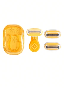 Maquinilla de afeitar para mujeres de color amarillo, que incluye afeitadora para axilas, piernas y área del bikini, afeitadora portátil, maquinilla de afeitar manual amarilla, cuchilla de afeitar manual para el área del bikini de mujeres, con cuchillas de 5 capas, cabezal de afeitadora reemplazable de acero inoxidable de color amarillo, accesorios de viaje (mango + cabezal + estuche de almacenamiento) adecuado para viajes de verano, viajes, traslados, trabajo, estudiantes universitarios, damas, regalos para hermanas, niñas y amigas