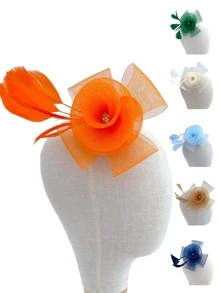 1 buc. Fascinators pentru femei, pălărie de petrecere a ceaiului, Kentucky Derby Loop, pălării cu pene, fantezie, bentiță de nuntă, elegantă