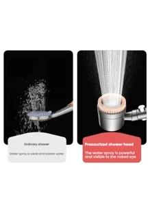 3pcs Shower Head Set With Massage Mode, 5 Gear Adjustable Stainless Steel Anti-Explosion Handheld Shower Head And Bracket, Exfoliating Shower Head