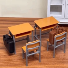 1套6件組迷你桌面教室書包模型/迷你裝飾屋桌椅/DIY裝飾/青少年角色扮演裝飾/迷你場景道具/亦適用於節日裝飾 最佳禮物 生日畢業禮物 F1禮物 情人節禮物 趣味禮物 - 彩色 - 查看 2