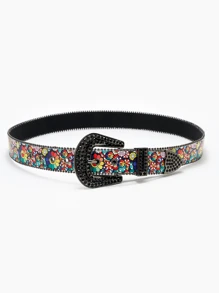1 pieza Cinturón informal unisex con estampado de girasol, cinturón de moda y "Y2K", regalo para hombres y mujeres, fiesta de cumpleaños, festival de música