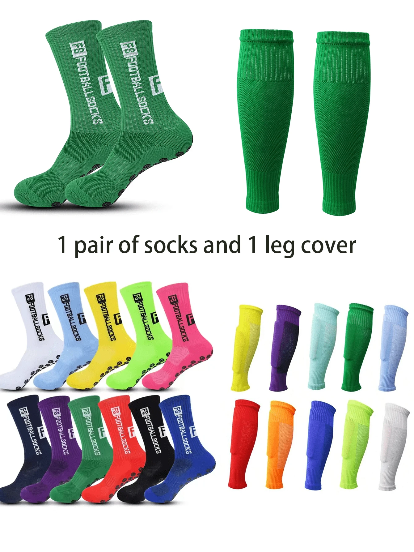 1 Pair Unisex FS Classic Sports Socks And 1 Pair Breathable Mesh Sports Leg Sleeve Set - Multicolor - View 1
