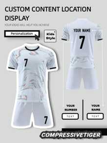 Personalized Boys Soccer Jersey & Shorts Set (2 Pieces) - Custom Name/Number Print, Quick-Dry Fabric - 2526 Portugal Fan Style, Football Gift