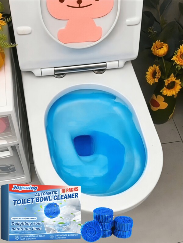 10 pièces Blocs nettoyants pour toilettes à l'eau de javel, désincrustation, désodorisation, élimination des odeurs, blocs de nettoyage de toilettes frais pour usage domestique