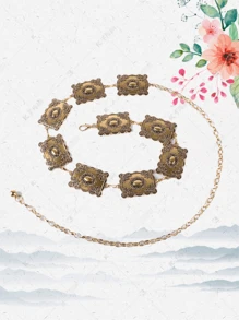 Retro Three-Dimensional Carved Waist Chain With Dress Jeans Is Suitable For Holidays. Summer, School