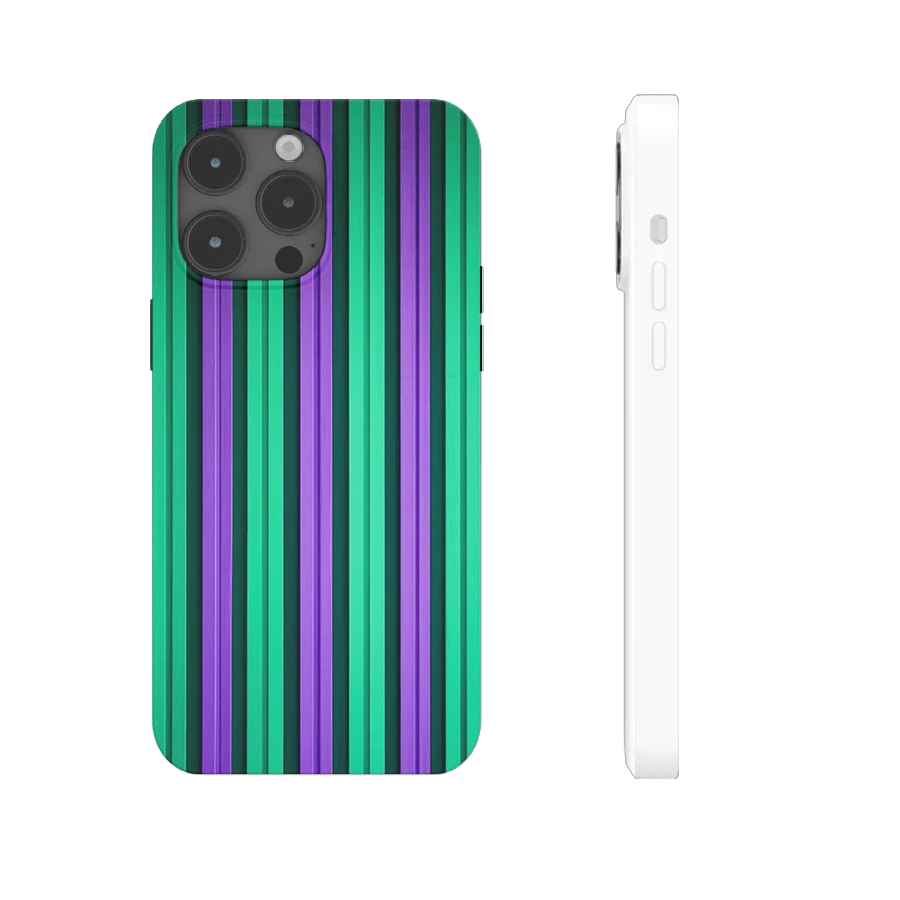 Vivid Green - Purple Striped Phone Case - White - View 1