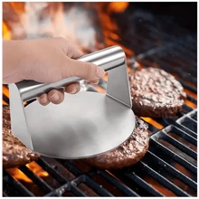 1 pezzo Di Pressa per hamburger in acciaio inossidabile durevole - Stampo per hamburger antiaderente per hamburger perfetti, mini hamburger e hamburger di carne - Utensile da barbecue facile da usare per la preparazione della griglia (Pressa per hamburger in acciaio inossidabile e carta di separazione delle polpette)