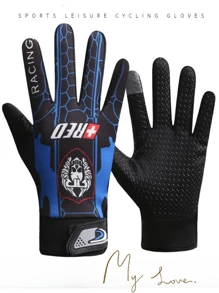 1 Pair Men's Thin Summer Cycling Gloves, Students/Motorcycle/Scooter, Breathable, Wrist Adjustable,Touchscreen, Anti-Slip, Wear-Resistant