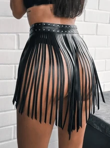 Women's Sexy Corsets, Women's Sexy Corsets, Tassel Short Leather Skirt Garters, Leather Lingerie Bondage, Punk Goth Fetish Clothing, Belt, Tassels, Short Leather Skirt, Garters, Leather Lingerie, Bondage, Punk, Gothic, Fetish, Clothing, Female Style, Gothic