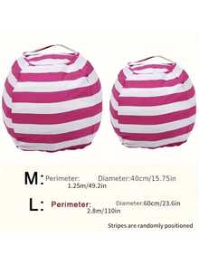 1个条纹毛绒娃娃收纳袋，大容量带提手椅套，优质涤纶材质，多功能拉链毯子收纳袋，儿童毛绒娃娃收纳袋，条纹沙发袋，大容量拉链毯子收纳旅行袋，多功能收纳袋，可收纳玩具、毯子和旅行必需品，家居收纳盒，娃娃收纳袋，衣物收纳袋，泰迪熊收纳袋，节省衣柜空间