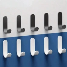 6个粘钩，衣架挂钩，墙面挂钩，无需钻孔，可悬挂包包、毛巾、浴球、钥匙、帽子等物品，适用于厨房和浴室收纳。耐用，无需钻孔即可安装，无残留透明涂层，易于安装，强力抓力，适用于门、入口、墙壁、卧室、厨房、洗衣房、衣柜和走廊等装饰。 - 彩色 - 查看 9