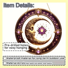 Acrylic Moon Catcher Plaque 8x8 Inches - Decorative Lintel For Bedroom, Garden, Lawn, And Outdoor Party Decorations, Ideal Housewarming Gift