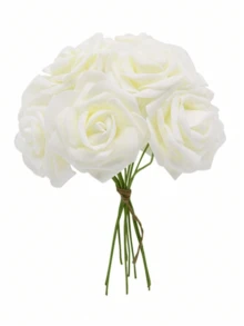 10/25/50 件/套白色人造花，真实触感仿真玫瑰简约泡沫装饰花，用于家居装饰人造花玫瑰，适用于情人节 DIY 花束婚礼派对家居装饰婚礼场景布置，DIY 艺术花环装饰蛋糕装饰，房间装饰美学，送给女孩的礼物 - 白色 - 查看 14