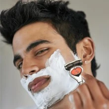 Stainless Steel Razor Shaving Set, Non-Slip Metal Handle, Contour Attachments, Fully Washable, Includes Shaving Brush And Stand, Cleaning Brush, With Replacement Blades, Gift For Father And Boyfriend