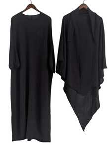 1 Set Solid Color CEY Breathable Fabric Women Headscarf (Abaya) - Black - View 2