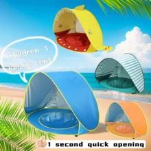 Luxury Portable Beach Tent, Suitable For 4-6 Years Old Children, Equipped With Rapid Open Sunshade Canopy And Water Play Tent, Convenient Storage, Camping Equipment - Multicolor - View 2